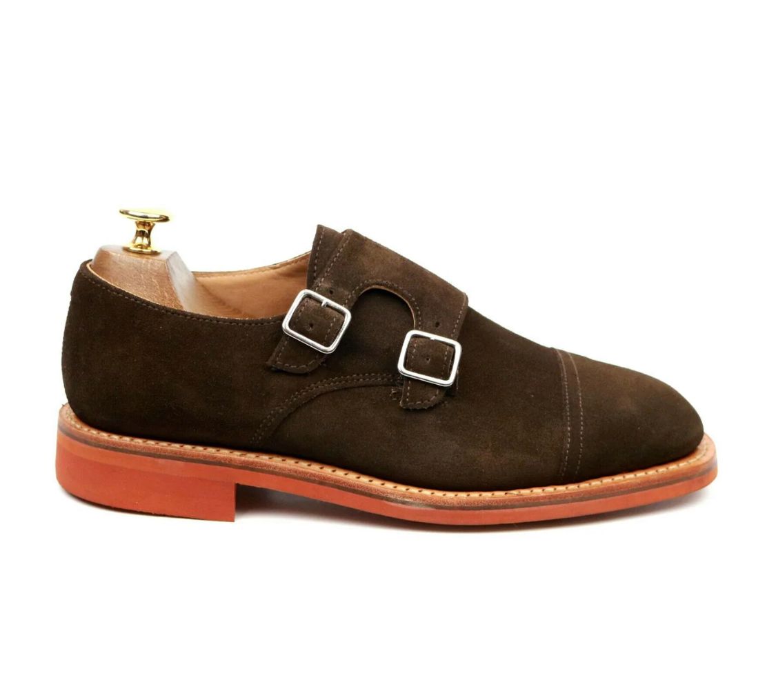 Suede leather double Monk Strap Shoes