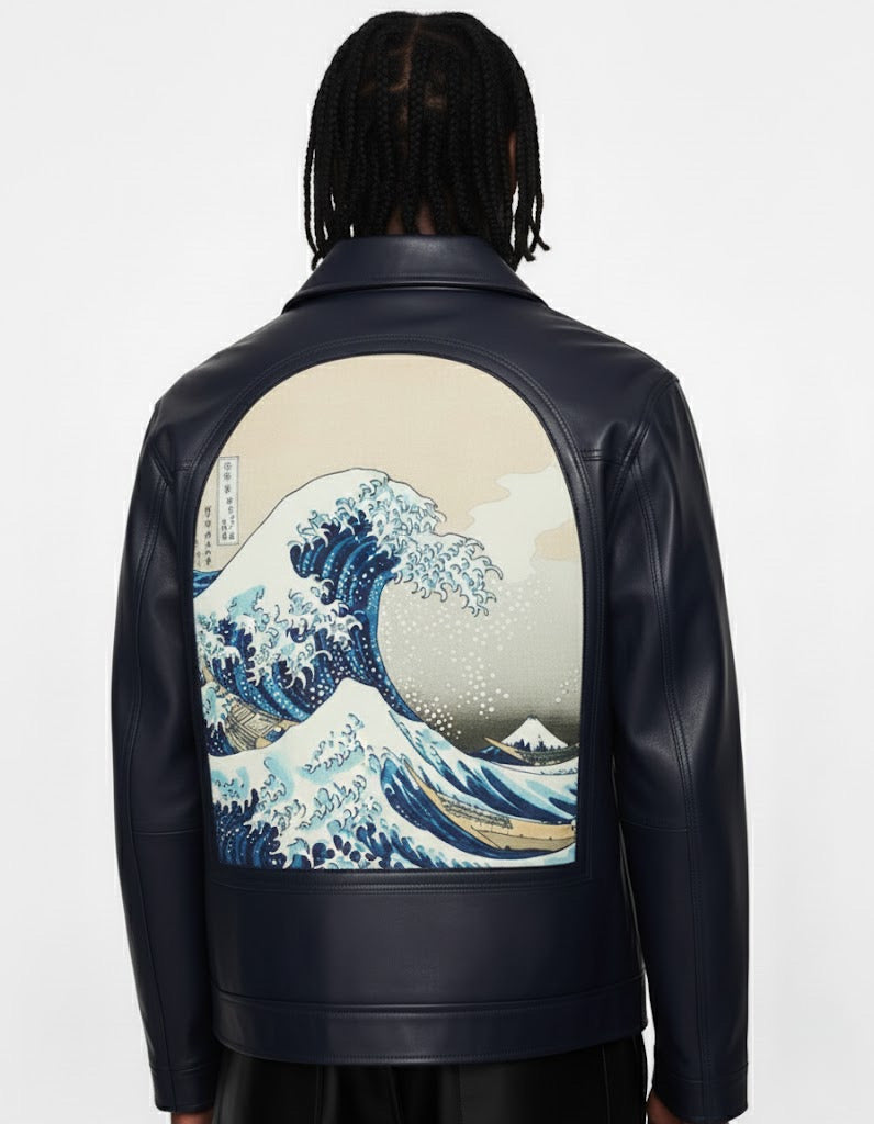 The Great Wave Leather Rider Jacket (Hokusai Edition)