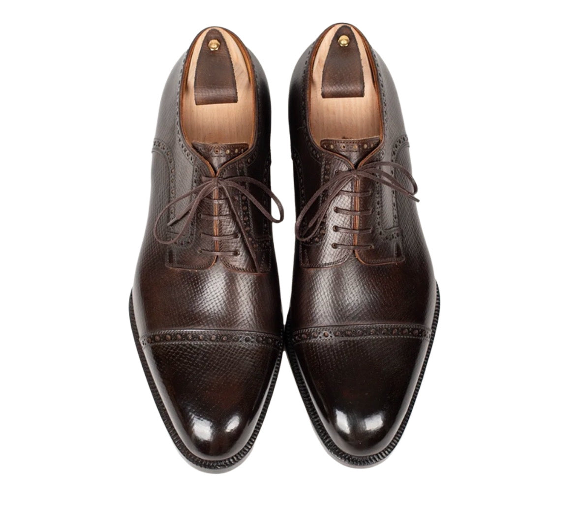 Dark brown hatch grain oxfords