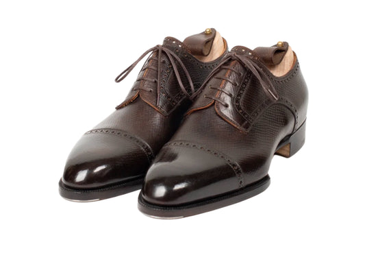 Dark brown hatch grain oxfords