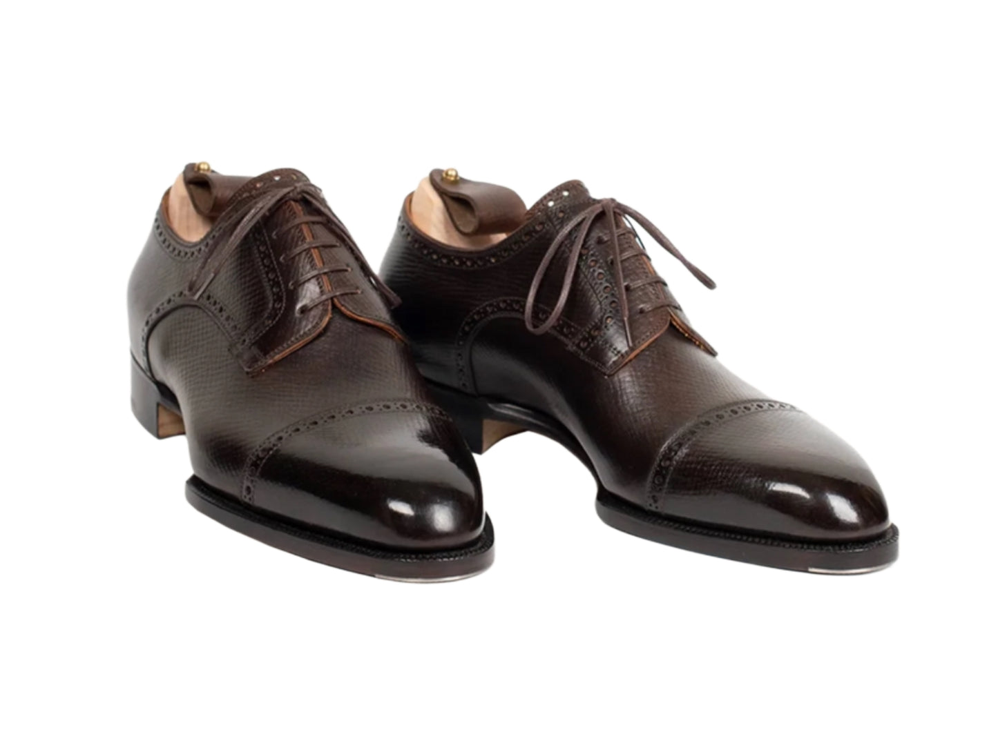 Dark brown hatch grain oxfords
