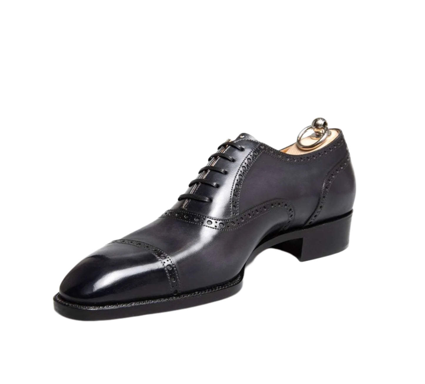 Black and gray patina oxford