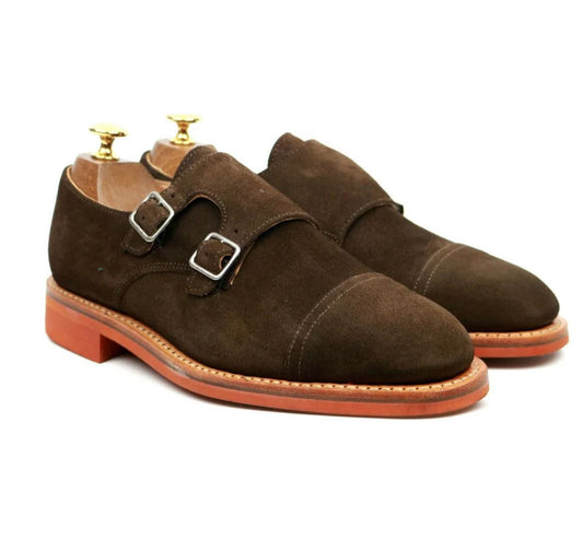 Suede leather double Monk Strap Shoes
