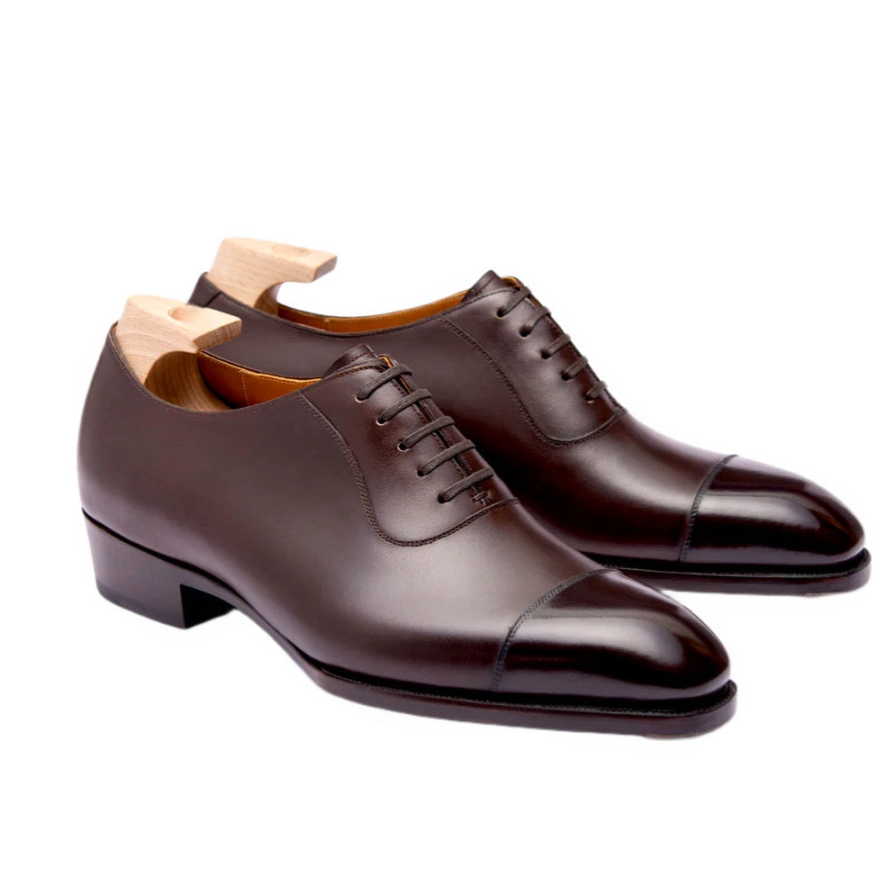 Dark brown cap toe oxford
