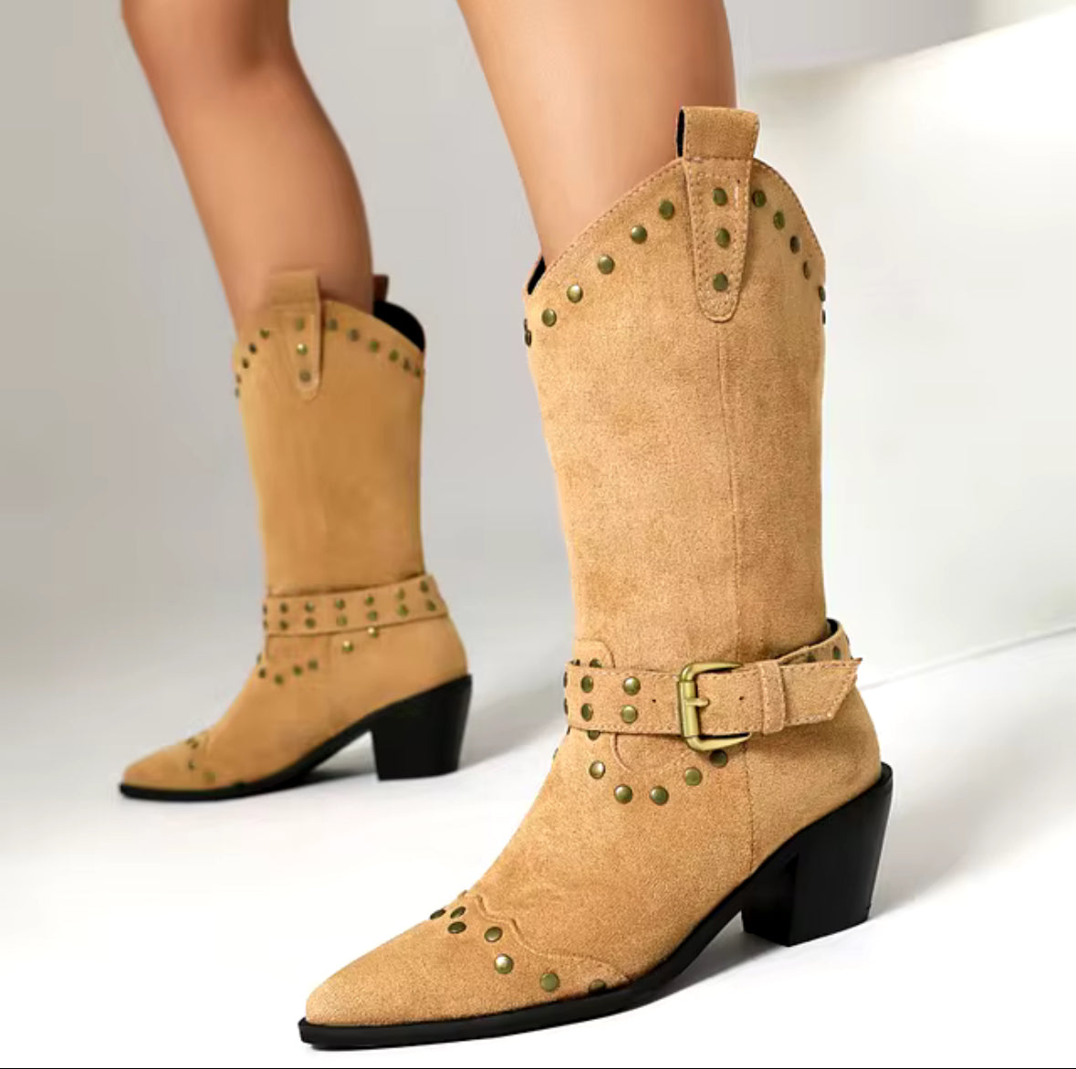 Suede leathers low heel women boots