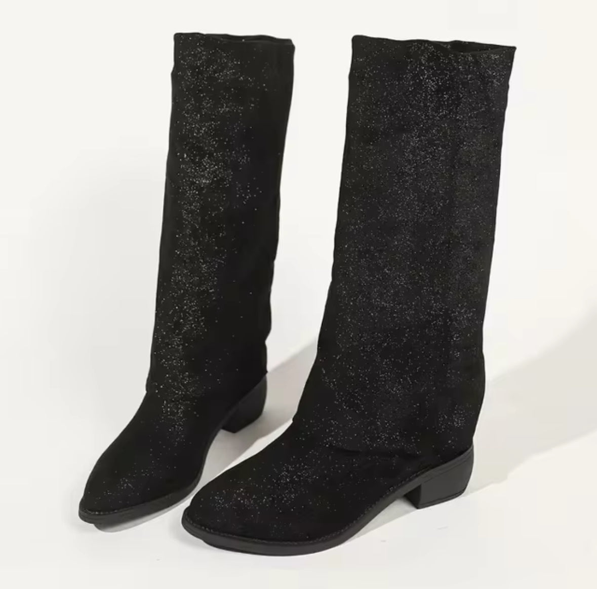 Pointed Sequin Cloth Design Women's  Boots