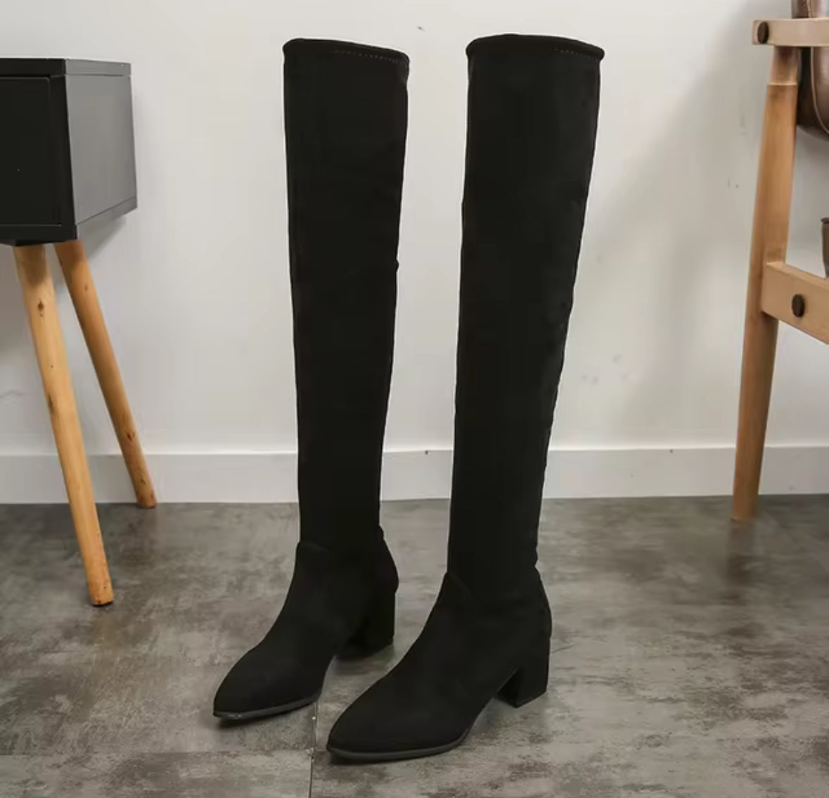 Women knee boots suede leather