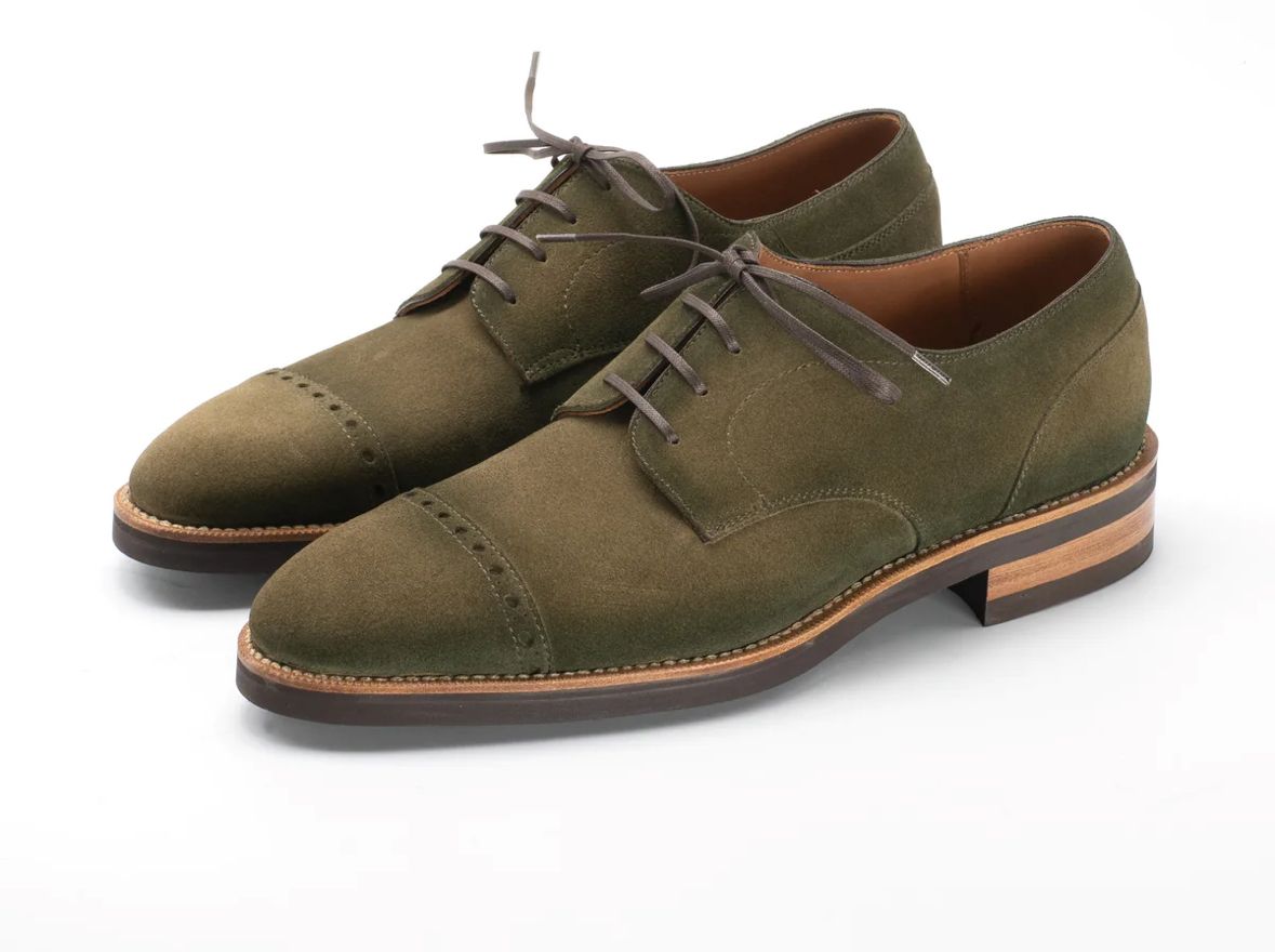 Olive green suede oxford