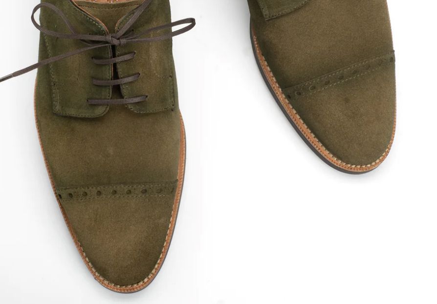 Olive green suede oxford