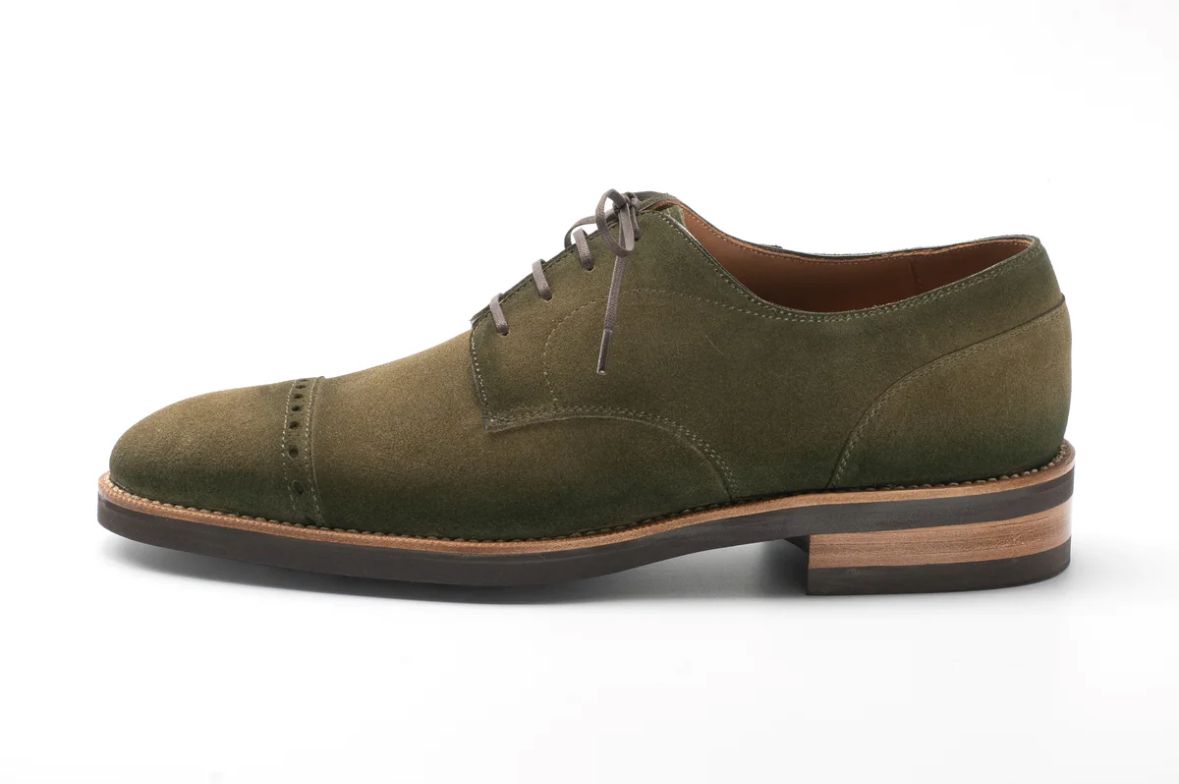 Olive green suede oxford