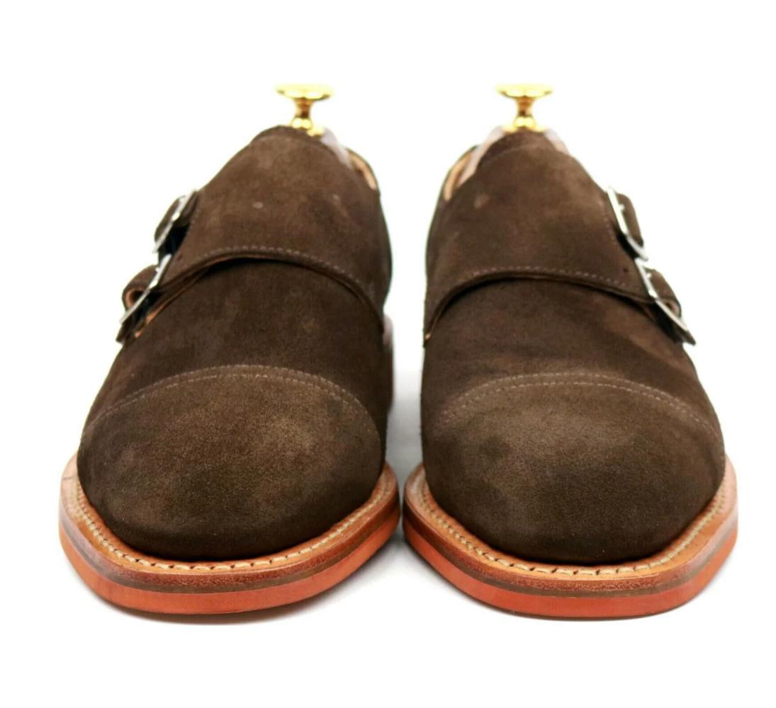 Suede leather double Monk Strap Shoes