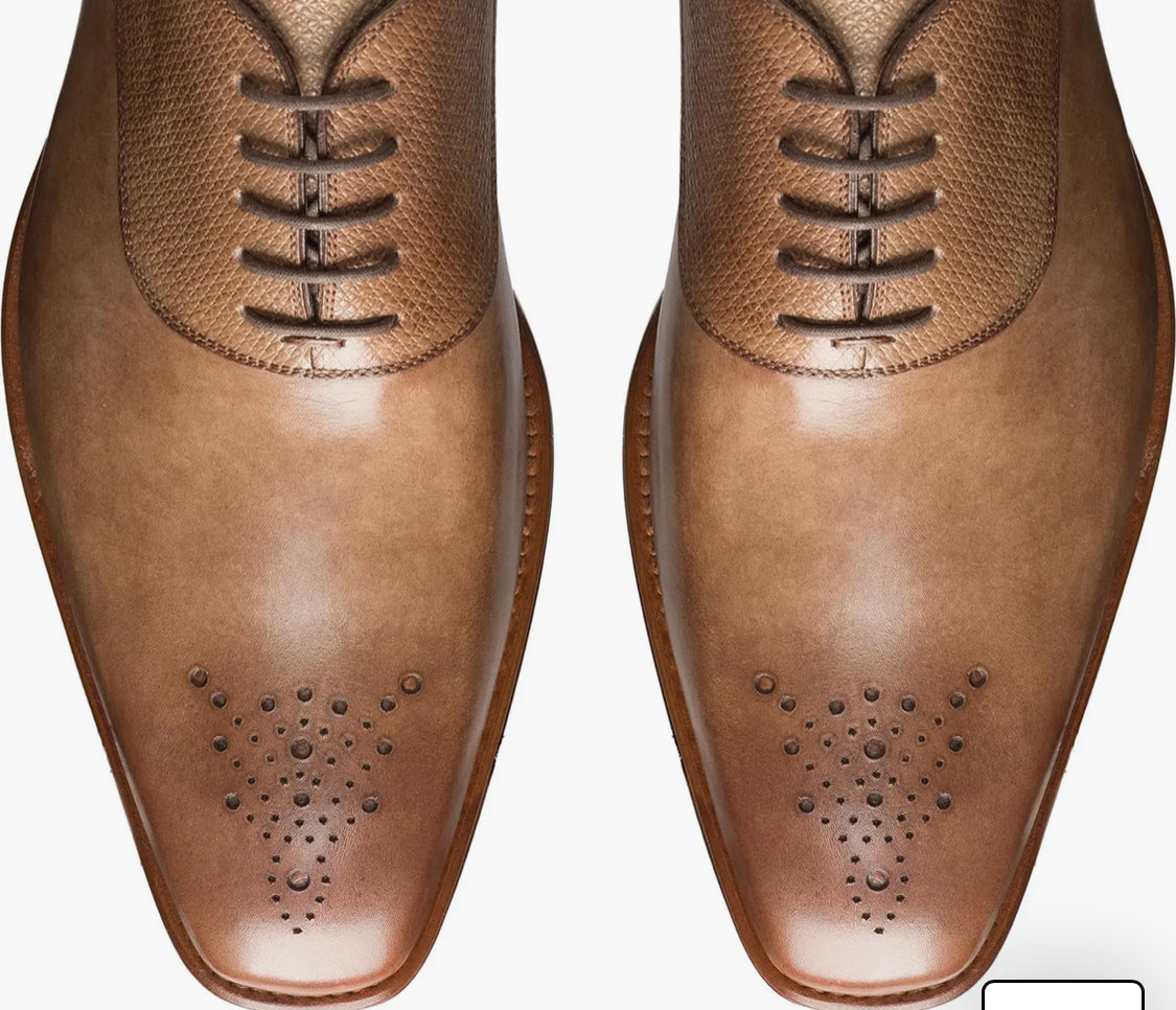 Semi Brogue shoes - blue & beige leather & suede. Free shipping ;. Free shipping ;. Perfect fit, guaranteed